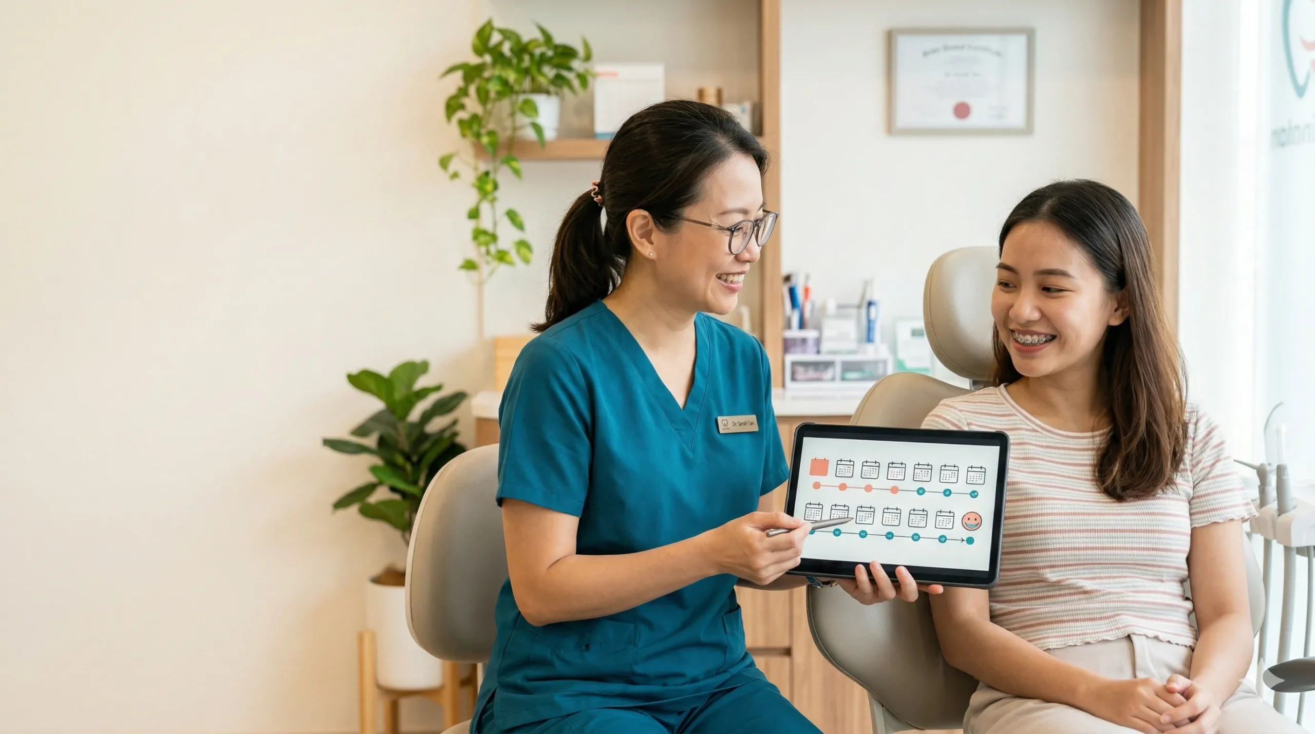 Dental consultation discussing braces treatment plan in Malaysia