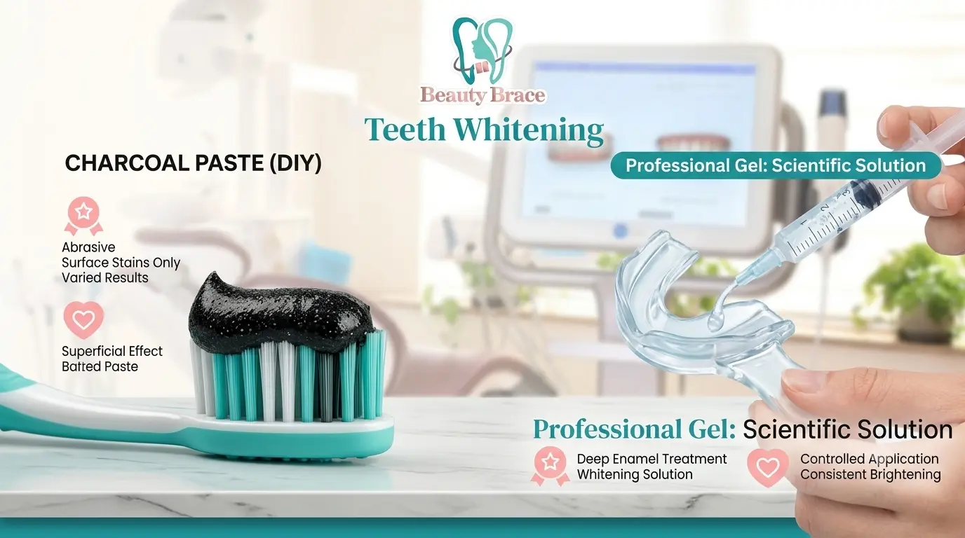 Charcoal toothpaste vs professional dental whitening gel comparison